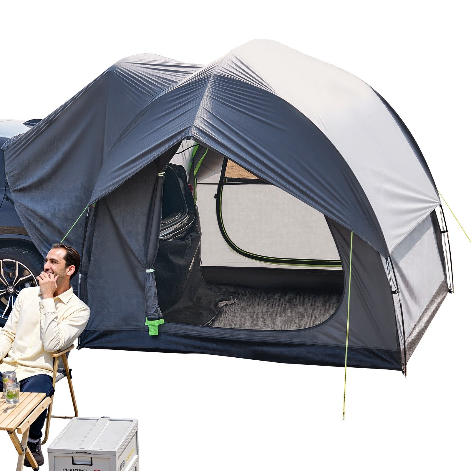 Bath Mats & Rugs: VEVOR SUV Tent for Camping, 8FT L x 8FT W, Waterproof PU2000mm Spacious Double Layer Design for 5-8 Person, SUV Camping Tent with Mesh Windows, Includes Rainfly & Storage Bag, for Outdoor Activities