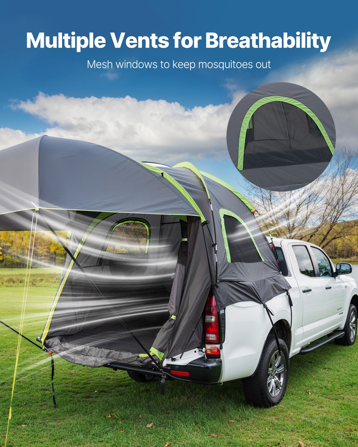 Caravan Accessories: VEVOR Truck Tent 5.0-5.2ft Waterproof PU2000 Truck Bed Camping Tent 2-3 Person