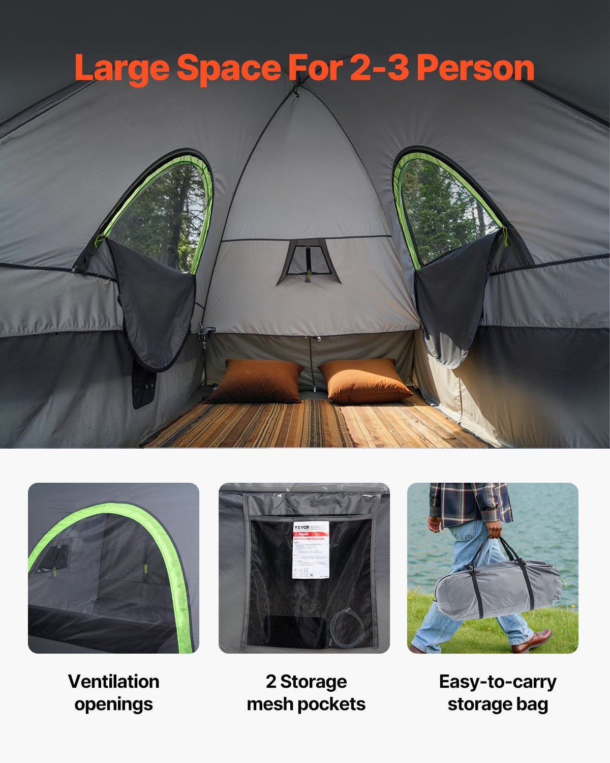 Caravan Accessories: VEVOR Truck Tent 8.0-8.2ft Waterproof PU2000 Truck Bed Camping Tent 2-3 Person