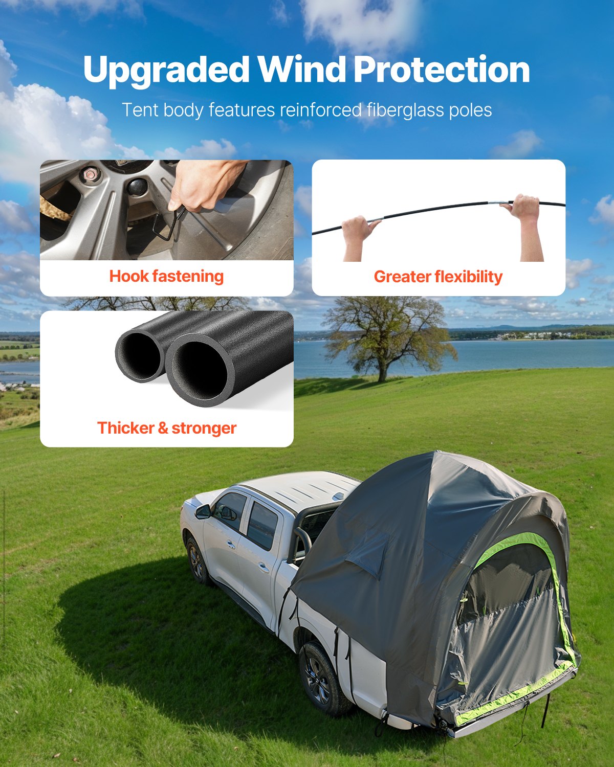 Caravan Accessories: VEVOR Truck Tent 5.0-5.2ft Waterproof PU2000 Truck Bed Camping Tent 2-3 Person