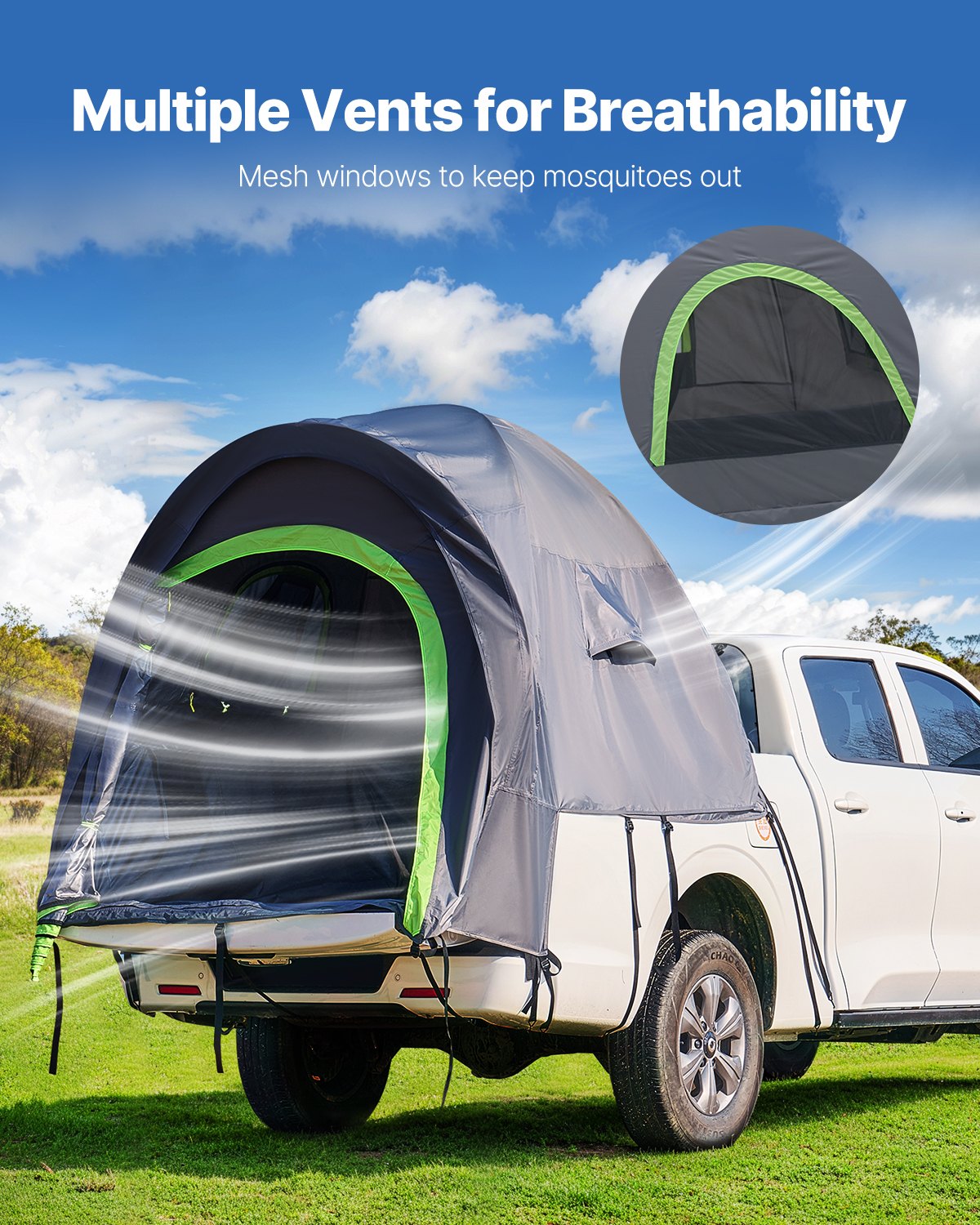Caravan Accessories: VEVOR Truck Tent 5.0-5.2ft Waterproof PU2000 Truck Bed Camping Tent 2-3 Person