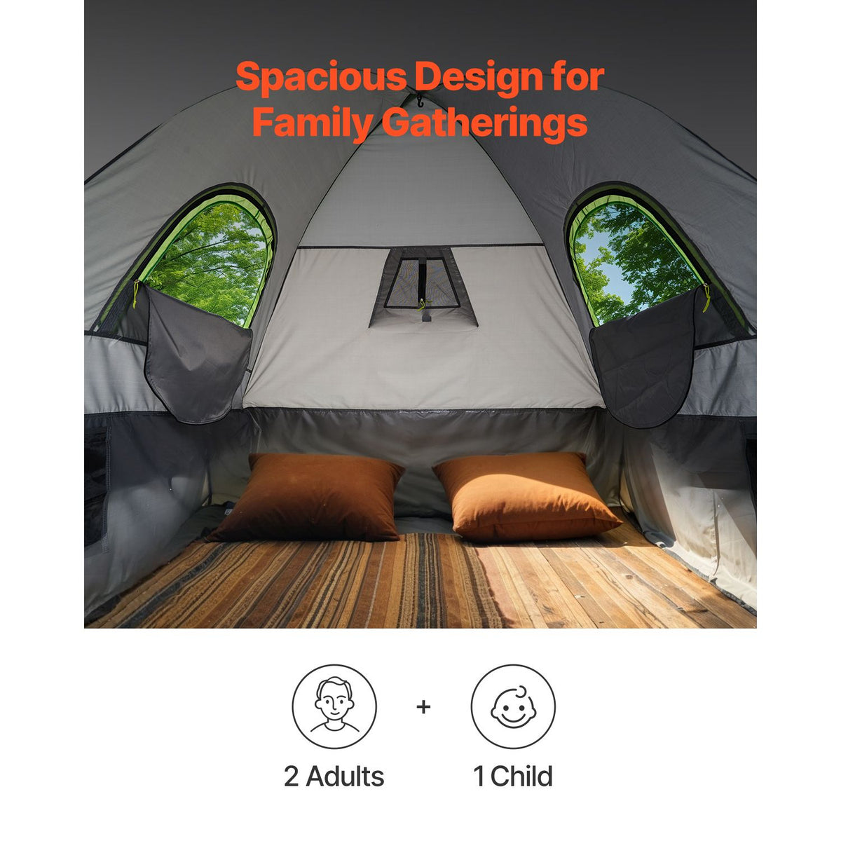 Pickup Truck Tent, Fit 6.4-6.7 ft Truck Tents for Camping, Waterproof PU2000 2-3 Person Sleeping Truck Bed Tent with Double Layer Design Windows, Sturdy Truck Bed Camper Shell with Storage Bag