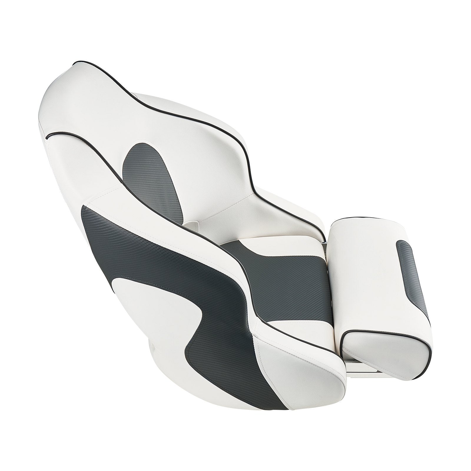 Scuba & Snorkeling: VEVOR Boat Seat, High Backrest, Flip Up Boat Seat Captain Bucket Seat with Thickened Sponge Cushion & Waterproof PVC Leather, Ergonomic Design, Folding Boat Seat for Boats, Yachts, Ships, White & Grey
