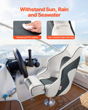Scuba & Snorkeling: VEVOR Boat Seat, High Backrest, Flip Up Boat Seat Captain Bucket Seat with Thickened Sponge Cushion & Waterproof PVC Leather, Ergonomic Design, Folding Boat Seat for Boats, Yachts, Ships, White & Grey