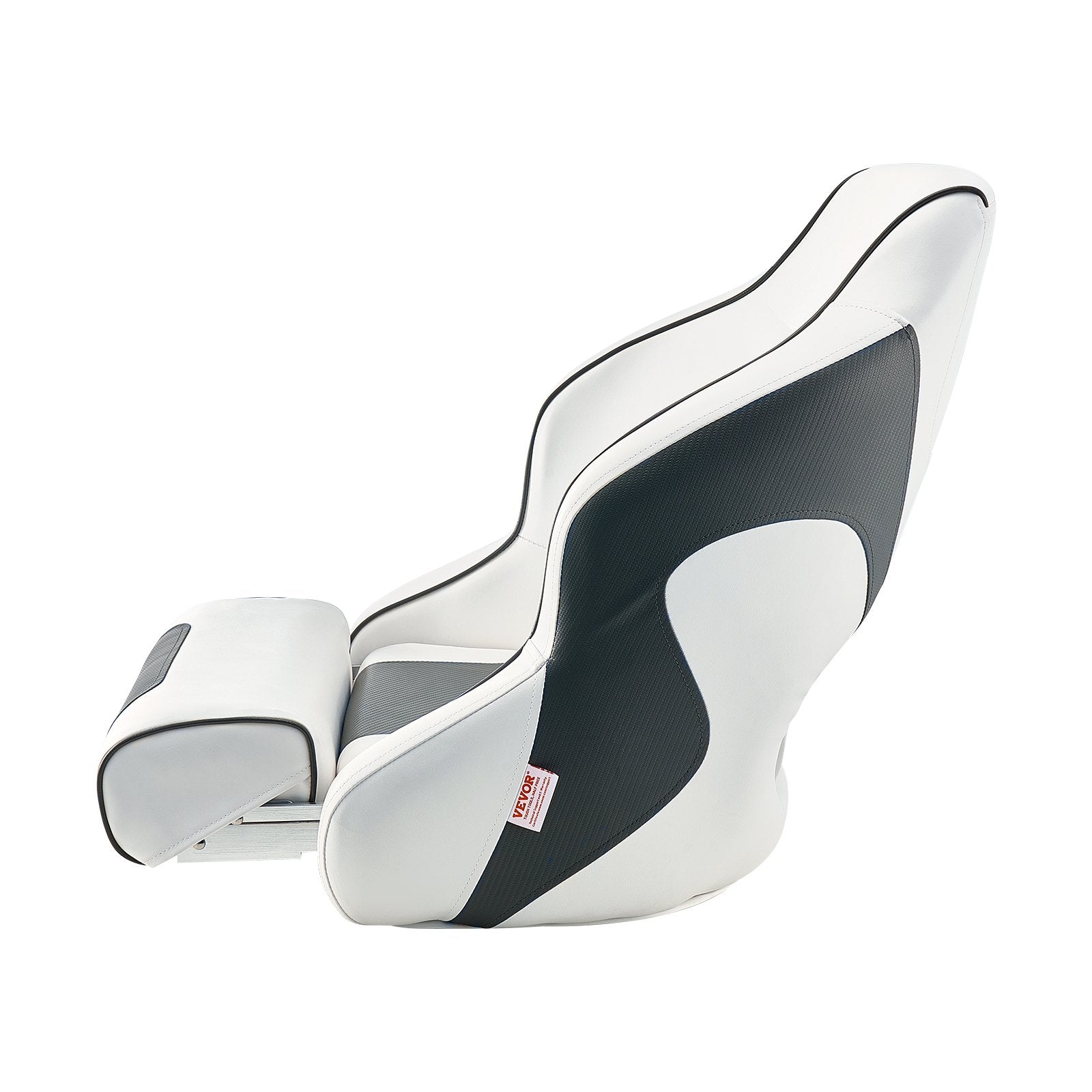 Scuba & Snorkeling: VEVOR Boat Seat, High Backrest, Flip Up Boat Seat Captain Bucket Seat with Thickened Sponge Cushion & Waterproof PVC Leather, Ergonomic Design, Folding Boat Seat for Boats, Yachts, Ships, White & Grey