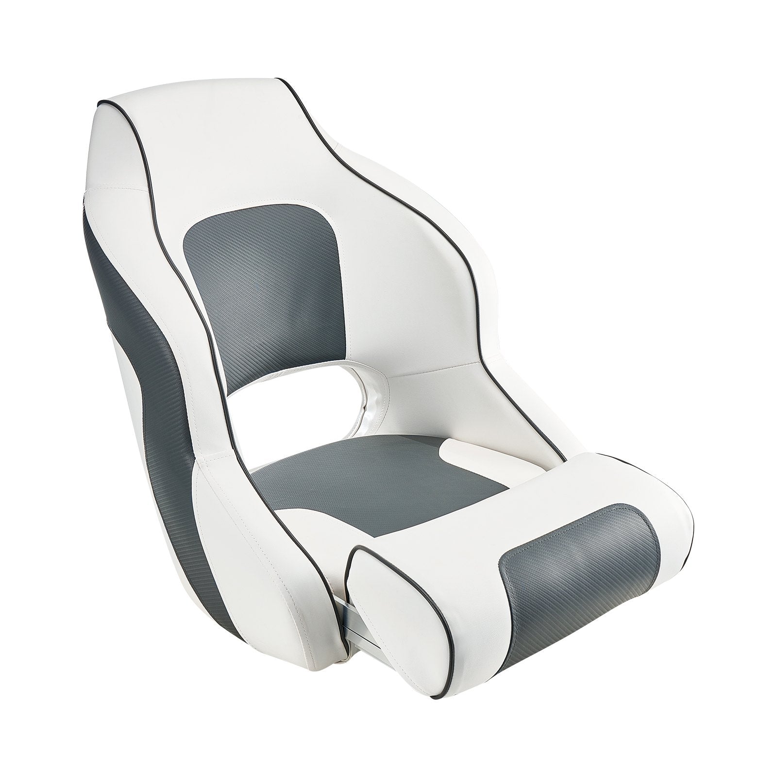 Scuba & Snorkeling: VEVOR Boat Seat, High Backrest, Flip Up Boat Seat Captain Bucket Seat with Thickened Sponge Cushion & Waterproof PVC Leather, Ergonomic Design, Folding Boat Seat for Boats, Yachts, Ships, White & Grey