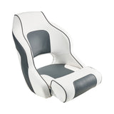 Scuba & Snorkeling: VEVOR Boat Seat, High Backrest, Flip Up Boat Seat Captain Bucket Seat with Thickened Sponge Cushion & Waterproof PVC Leather, Ergonomic Design, Folding Boat Seat for Boats, Yachts, Ships, White & Grey