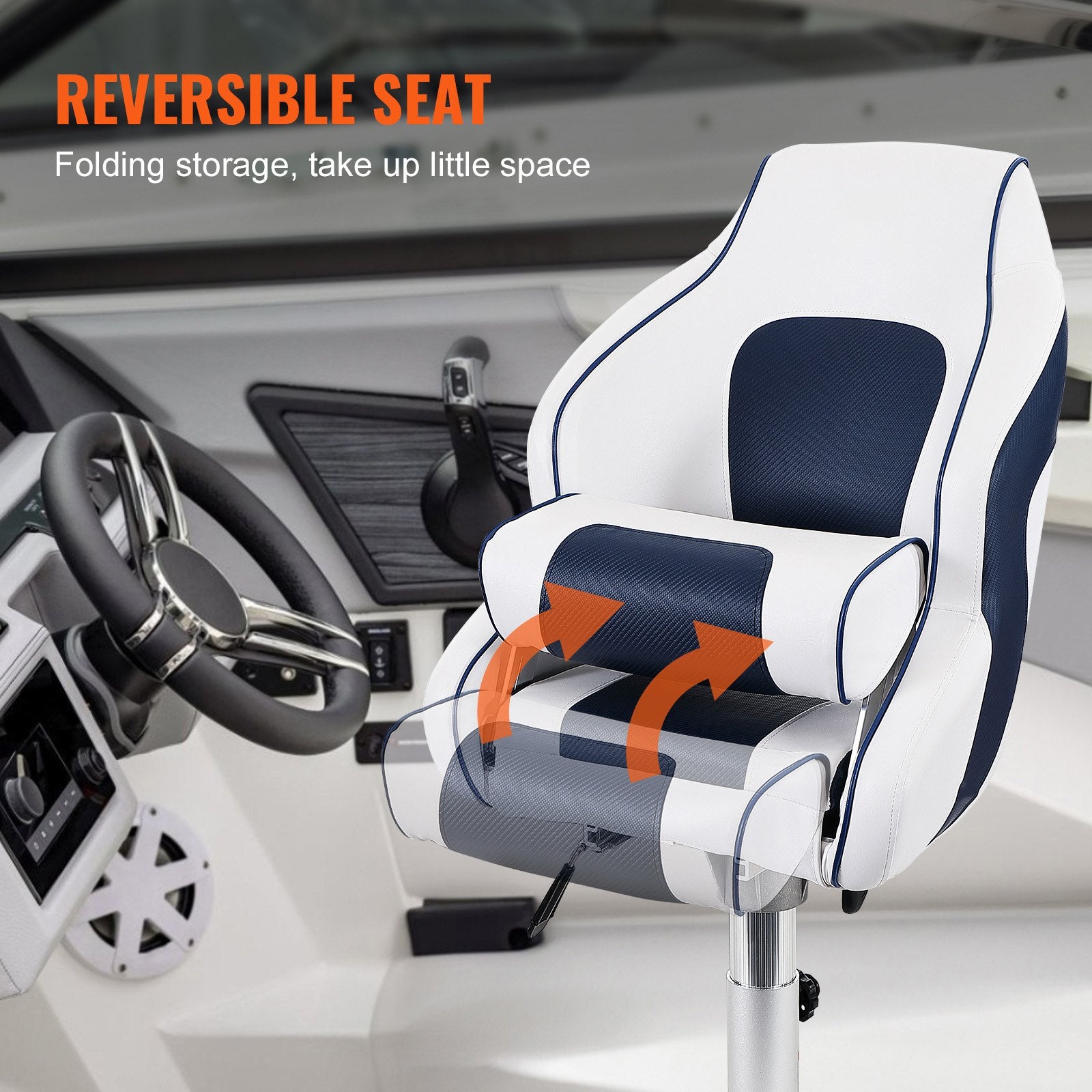 Scuba & Snorkeling: VEVOR Captain Bucket Seat Boat Seat, Flip Up Boat Seat, with Thickened Sponge Padding, Flip-up Bolster Boat Captain Chair for Fishing Boat, Sightseeing Boat, Speedboat, Canoe, 1-Piece