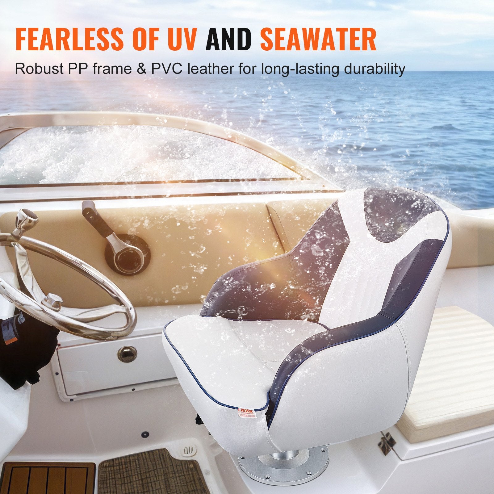 Scuba & Snorkeling: VEVOR Captain Bucket Seat, Pontoon Boat Seat with Thickened Sponge Padding, Boat Captain Chair for Fishing Boat, Sightseeing Boat, Speedboat, Canoe, 1-Piece