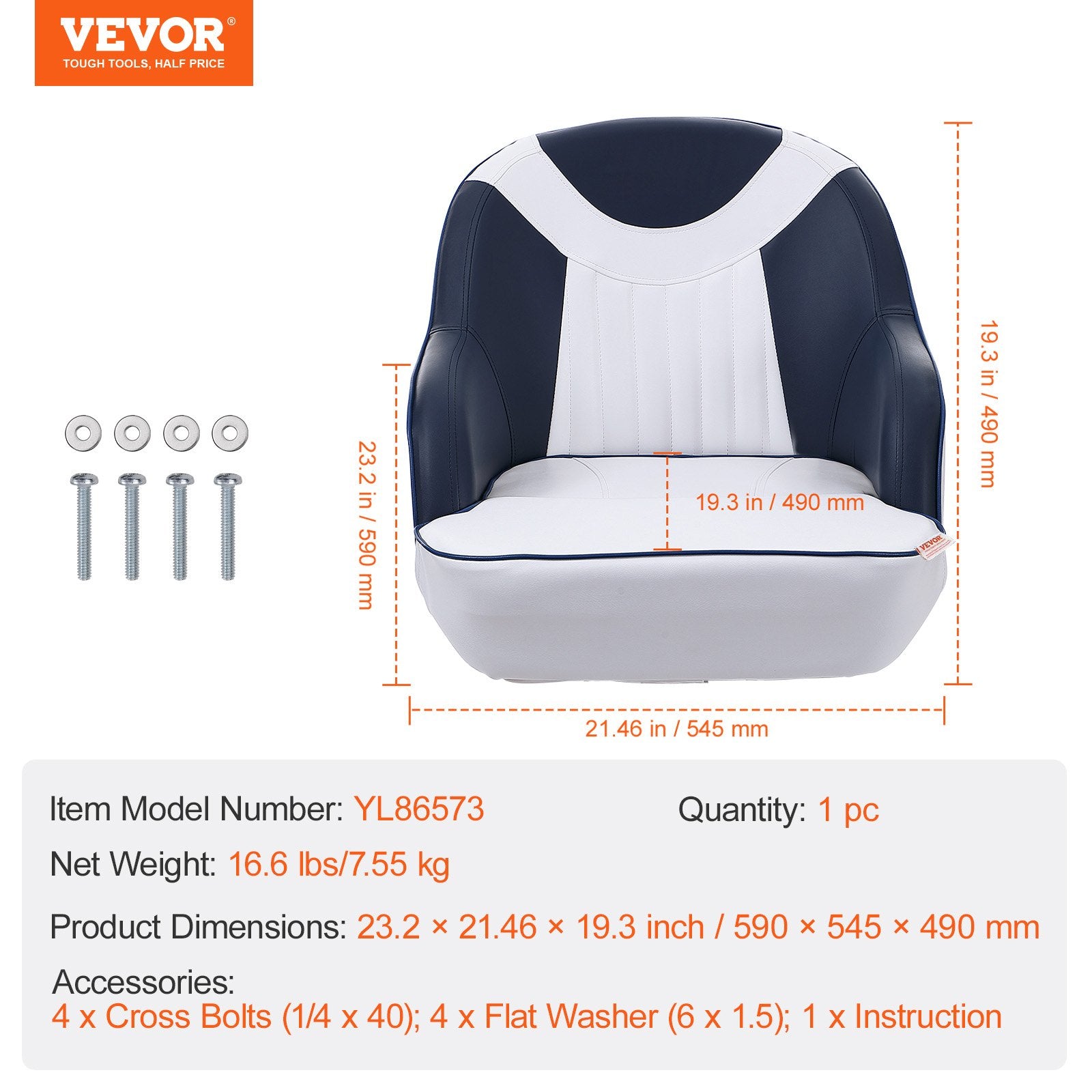 Scuba & Snorkeling: VEVOR Captain Bucket Seat, Pontoon Boat Seat with Thickened Sponge Padding, Boat Captain Chair for Fishing Boat, Sightseeing Boat, Speedboat, Canoe, 1-Piece
