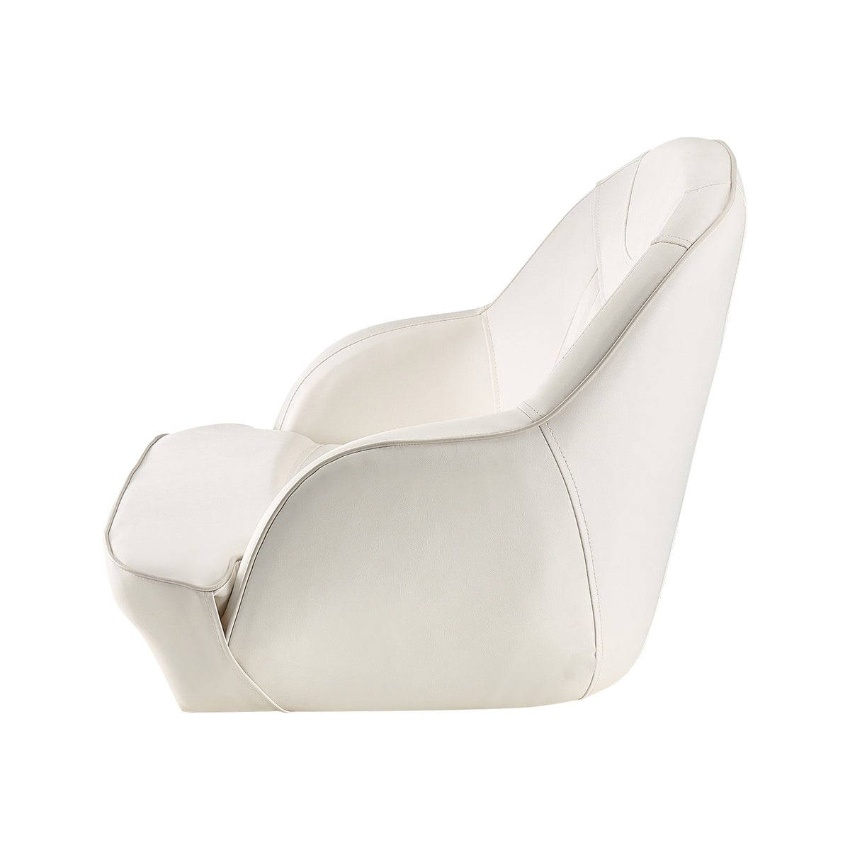Boat Seat, Low Backrest, Boat Seat Captain Bucket Seat with Thickened Sponge Cushion & Waterproof PVC Leather, Ergonomic Design, Suitable for Fishing Boats, Yachts, Ships, White