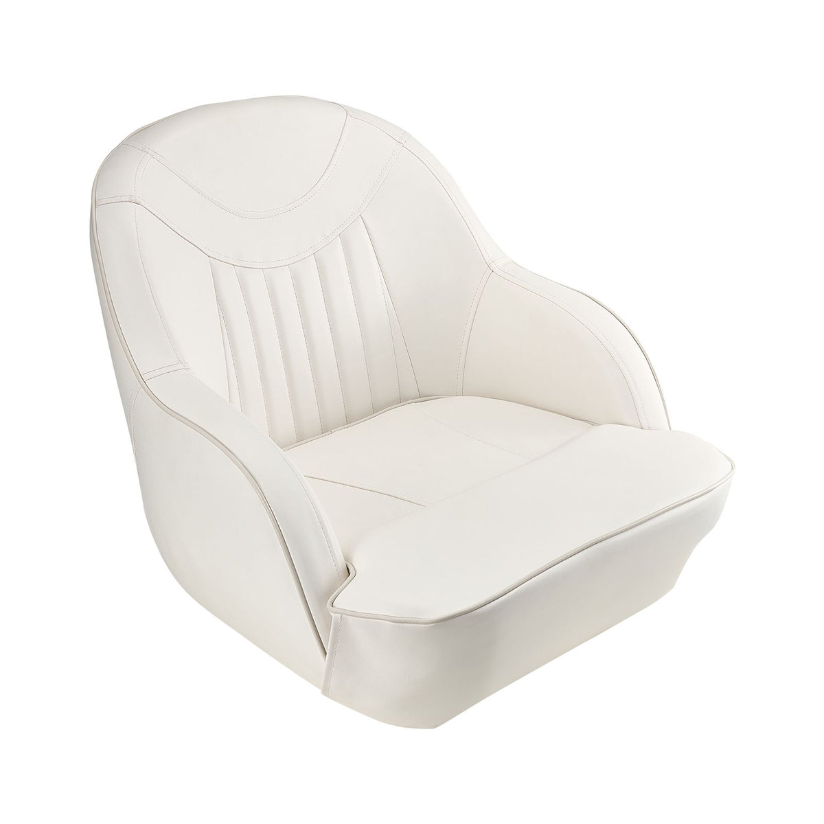 Boat Seat, Low Backrest, Boat Seat Captain Bucket Seat with Thickened Sponge Cushion & Waterproof PVC Leather, Ergonomic Design, Suitable for Fishing Boats, Yachts, Ships, White
