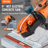 Chainsaws: VEVOR Electric Concrete Saw, 9 in, 2000 W 15 A Motor Circular Saw Cutter with 3.5 in Cutting Depth, Wet/Dry Disk Saw Cutter Includes Water Line, Pump and Blade, for Stone, Brick