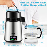 Fountain & Ponds Accessories: VEVOR 4L Water Distiller 1L/H Distilled Water Maker Timing & Temp Display Silver