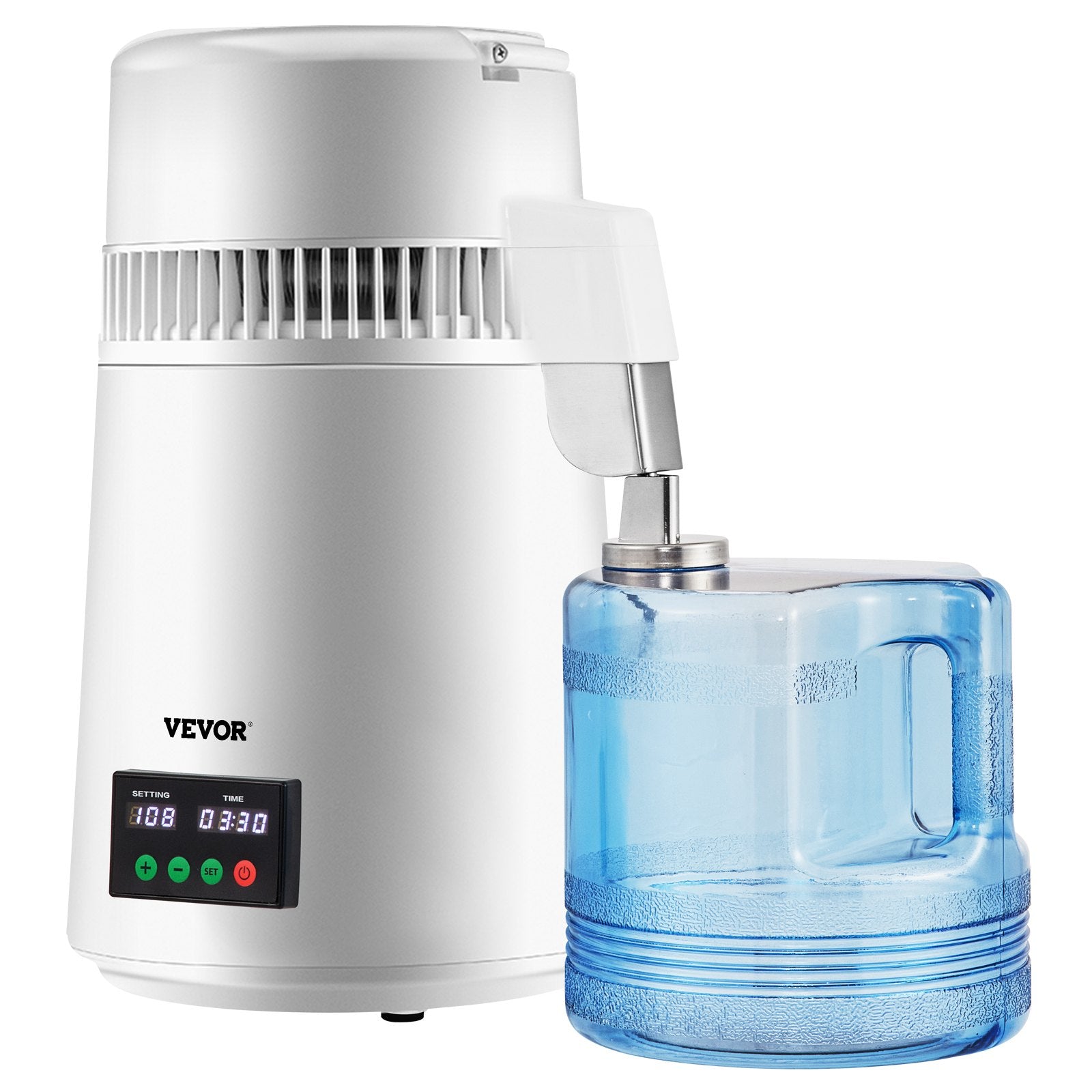 Fountain & Ponds Accessories: VEVOR 4L Water Distiller 1L/H Distilled Water Maker Timing & Temp Display White