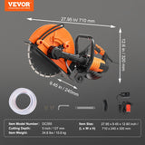 Chainsaws: VEVOR Electric Concrete Saw, 14 in, 2000 W Motor Circular Saw Cutter with Max. 5 in Adjustable Cutting Depth, Wet Disk Saw Cutter Includes Water Line, Pump and Blade, for Stone, Brick