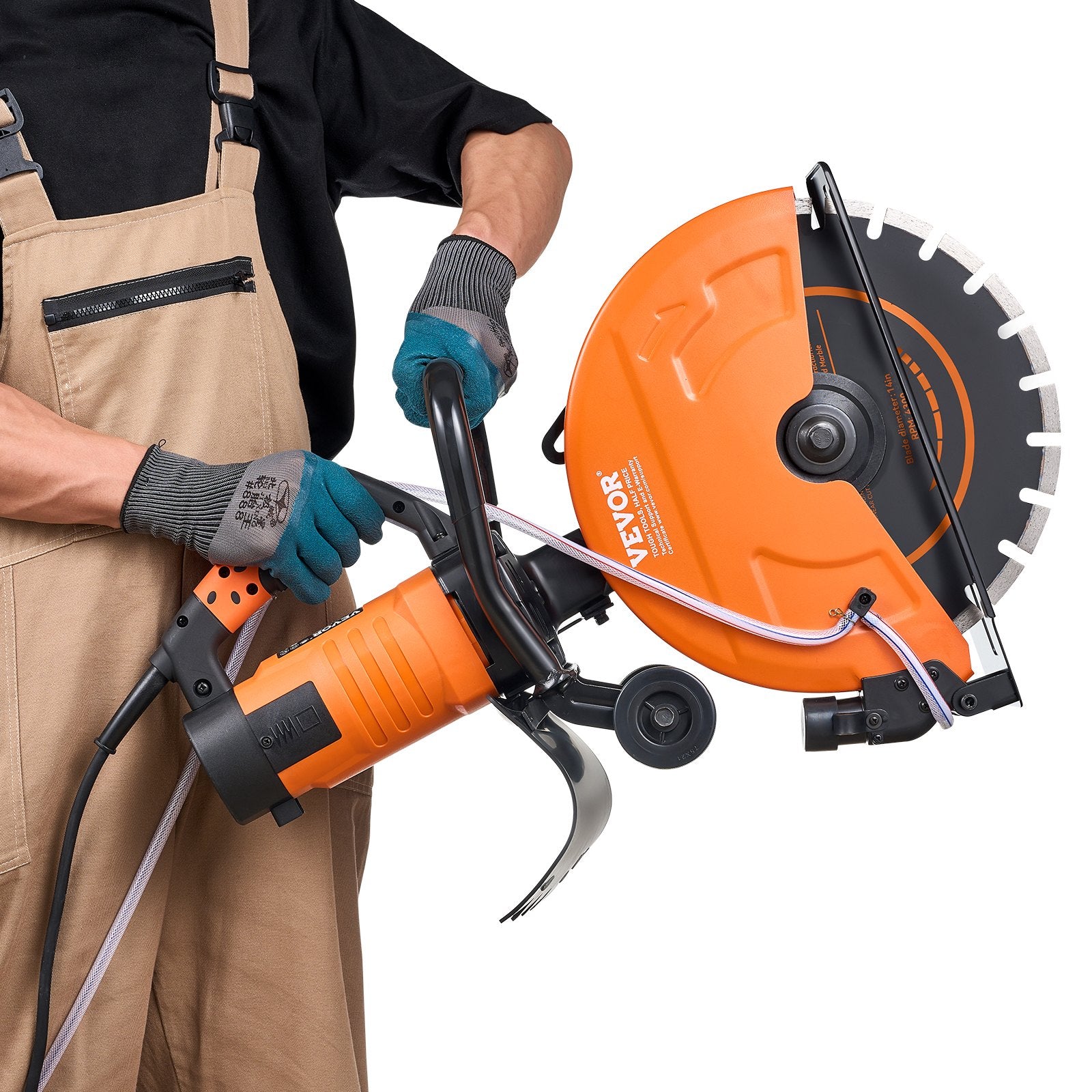 Chainsaws: VEVOR Electric Concrete Saw, 14 in, 2000 W Motor Circular Saw Cutter with Max. 5 in Adjustable Cutting Depth, Wet Disk Saw Cutter Includes Water Line, Pump and Blade, for Stone, Brick