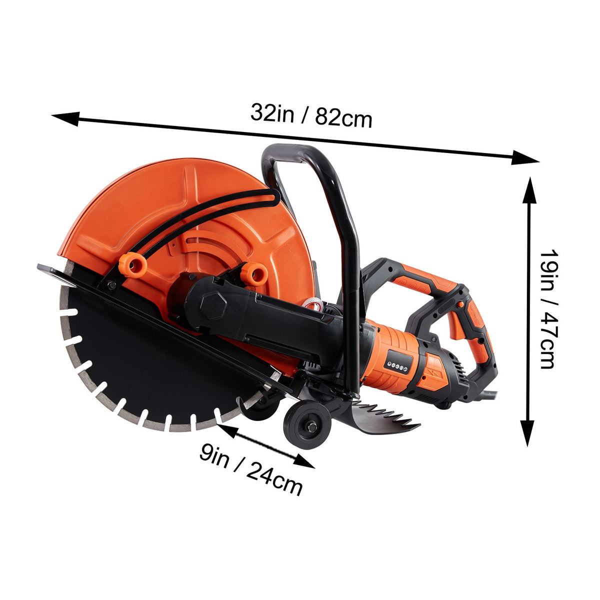 Electric Concrete Saw, 16 in, 2800 W 15 A Motor Circular Saw Cutter with Max. 6 in Adjustable Cutting Depth, Wet Disk Saw Cutter Includes Water Line, Pump and Blade, for Stone, Brick
