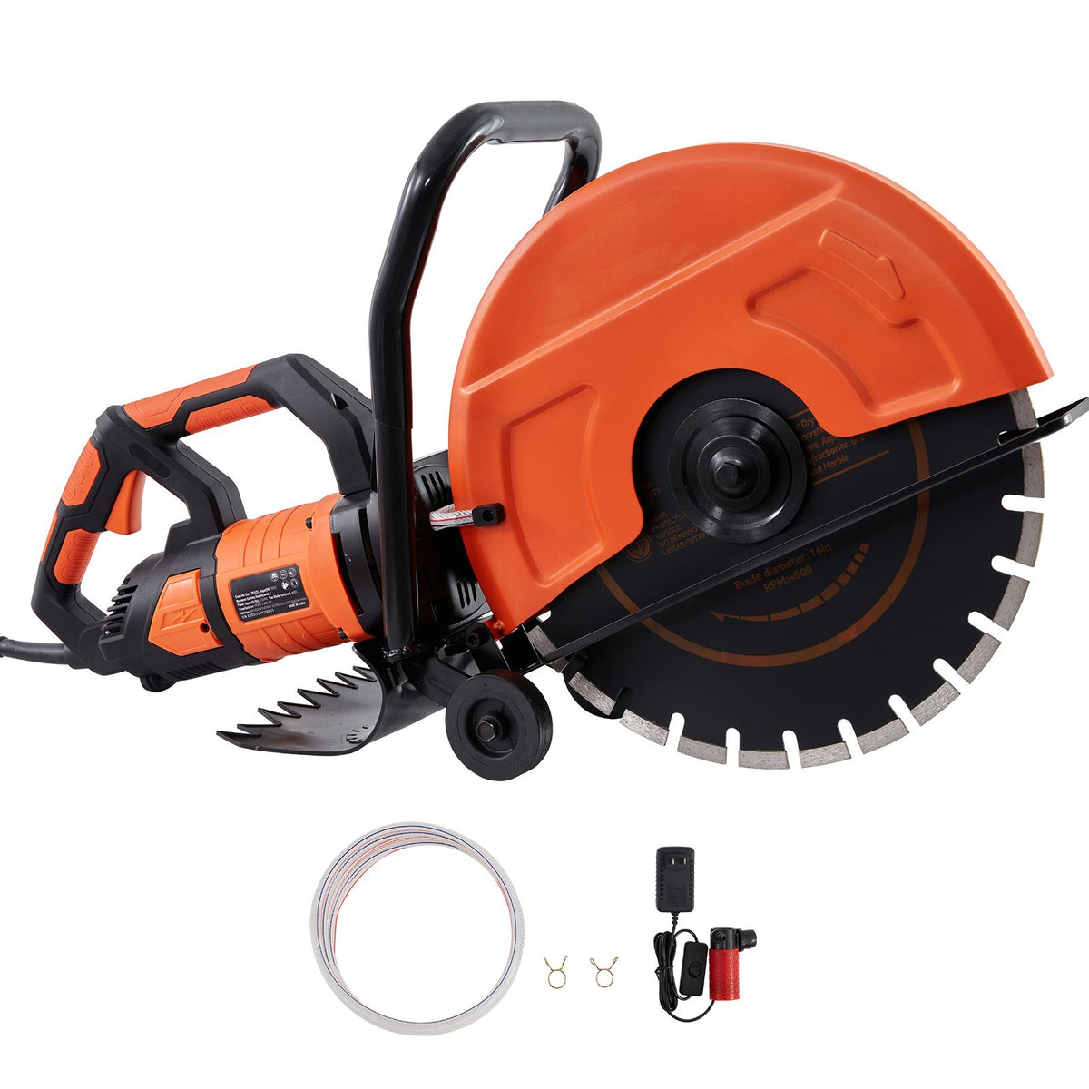Electric Concrete Saw, 16 in, 2800 W 15 A Motor Circular Saw Cutter with Max. 6 in Adjustable Cutting Depth, Wet Disk Saw Cutter Includes Water Line, Pump and Blade, for Stone, Brick