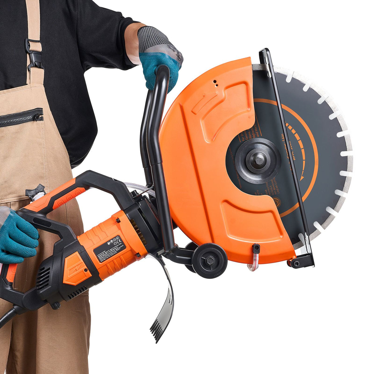 Electric Concrete Saw, 16 in, 2800 W 15 A Motor Circular Saw Cutter with Max. 6 in Adjustable Cutting Depth, Wet Disk Saw Cutter Includes Water Line, Pump and Blade, for Stone, Brick