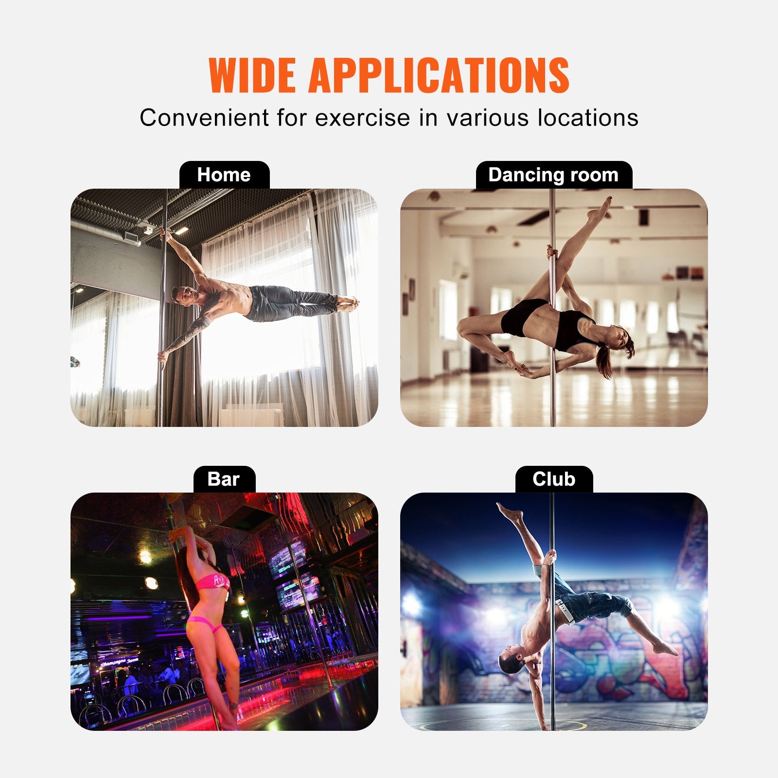 Basketball & Basketball Accessories: VEVOR Professional Dancing Pole, Spinning Static Dancing Pole Kit, Portable Removable Pole, 45mm Heavy-Duty Stainless Steel Pole, Height Adjustable Fitness Pole, for Exercise Home Club Gym, Silver