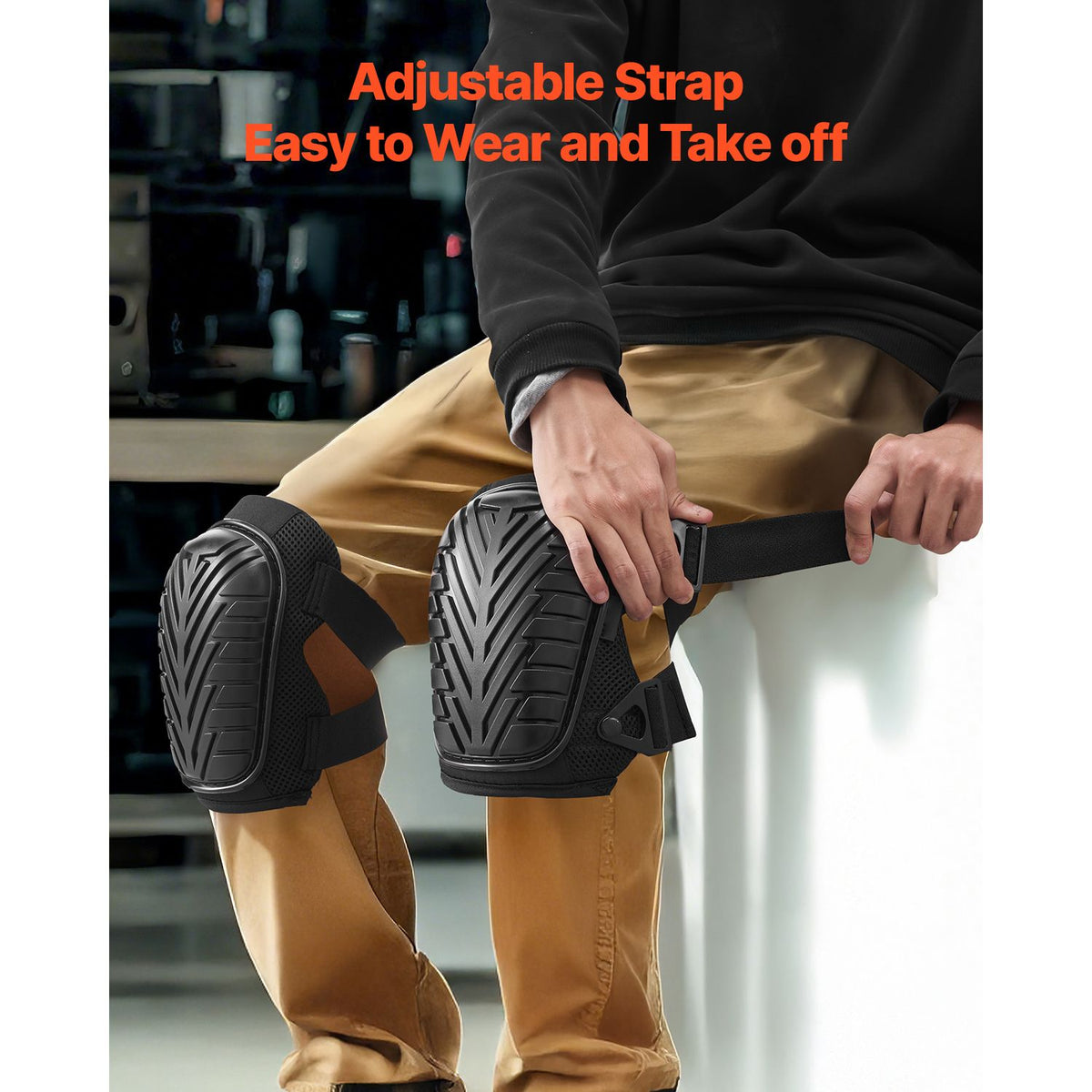 Knee Pads for Work, Heavy Duty Construction Knee Pads with Adjustable Straps & Rivets, Thick Gel Knee Pads with Foam Cushion for All-Round Knee Protection, Fit Men & Women for Flooring Gardening