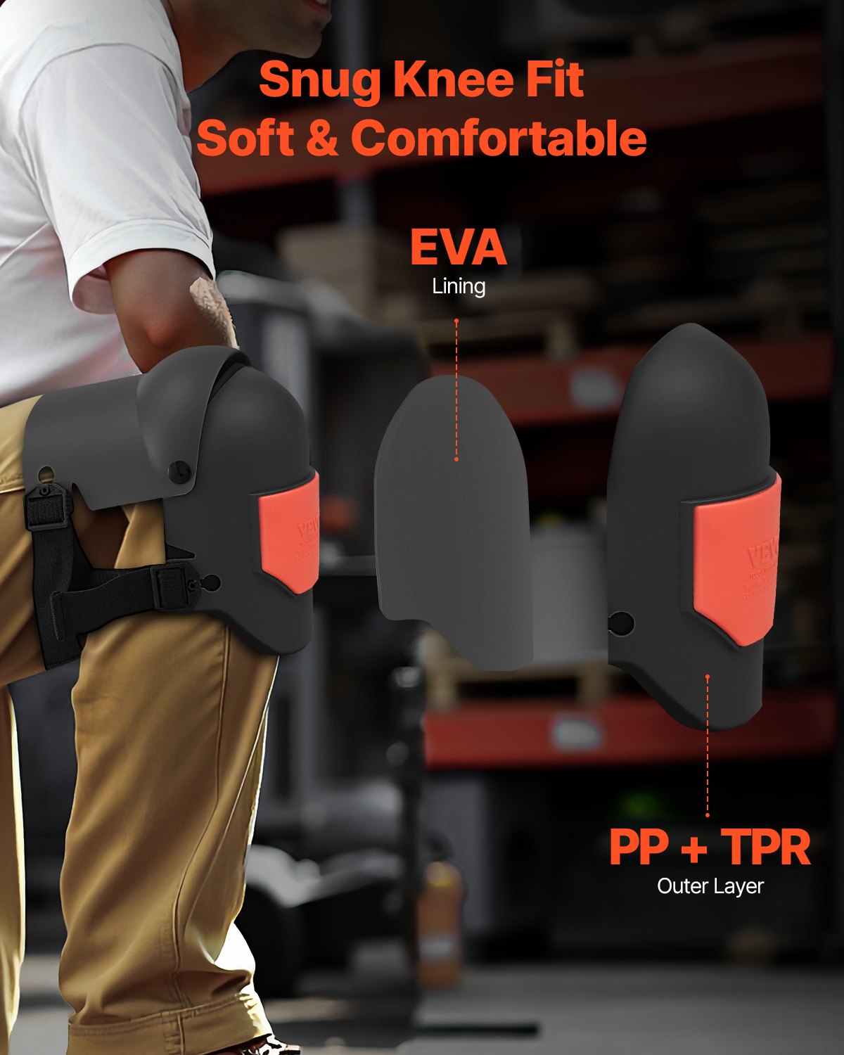 Supports & Braces: VEVOR Knee Pads for Work, Extra Thick Construction Knee Pads with Foam Cushion - Pro Protection & Comfort, Work Knee Pads|Gardening Knee Pads|Flooring Knee Pads| for Men & Women, Black and Orange