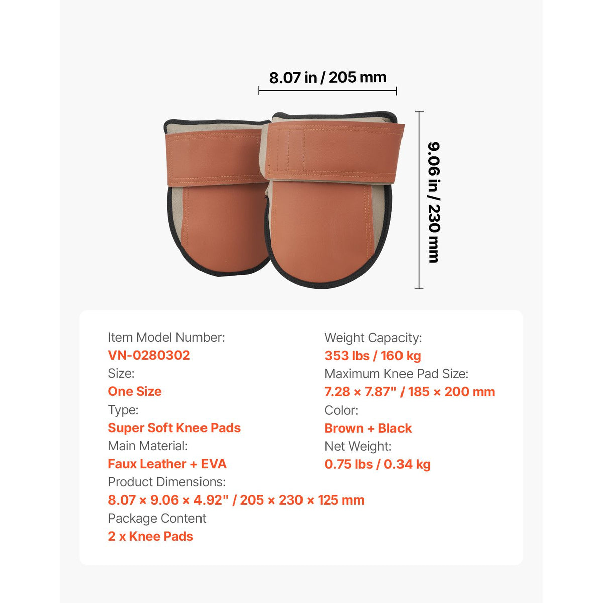 Knee Pads for Work, Durable Leather Construction Pads, Machine Washable Work Knee Pads, Easy to Wear and Take off, Extra Thick Knee Support for Gardening Flooring and Cleaning, Black and Brown