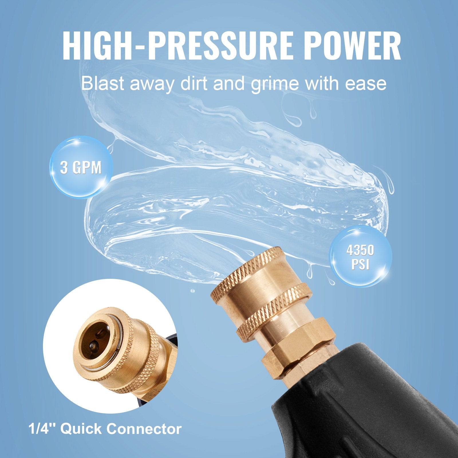 Automotive Cleaning: VEVOR 1/4'' High Pressure Washer Gun 4350PSI Power Wash Foam Spray w/ Nozzle