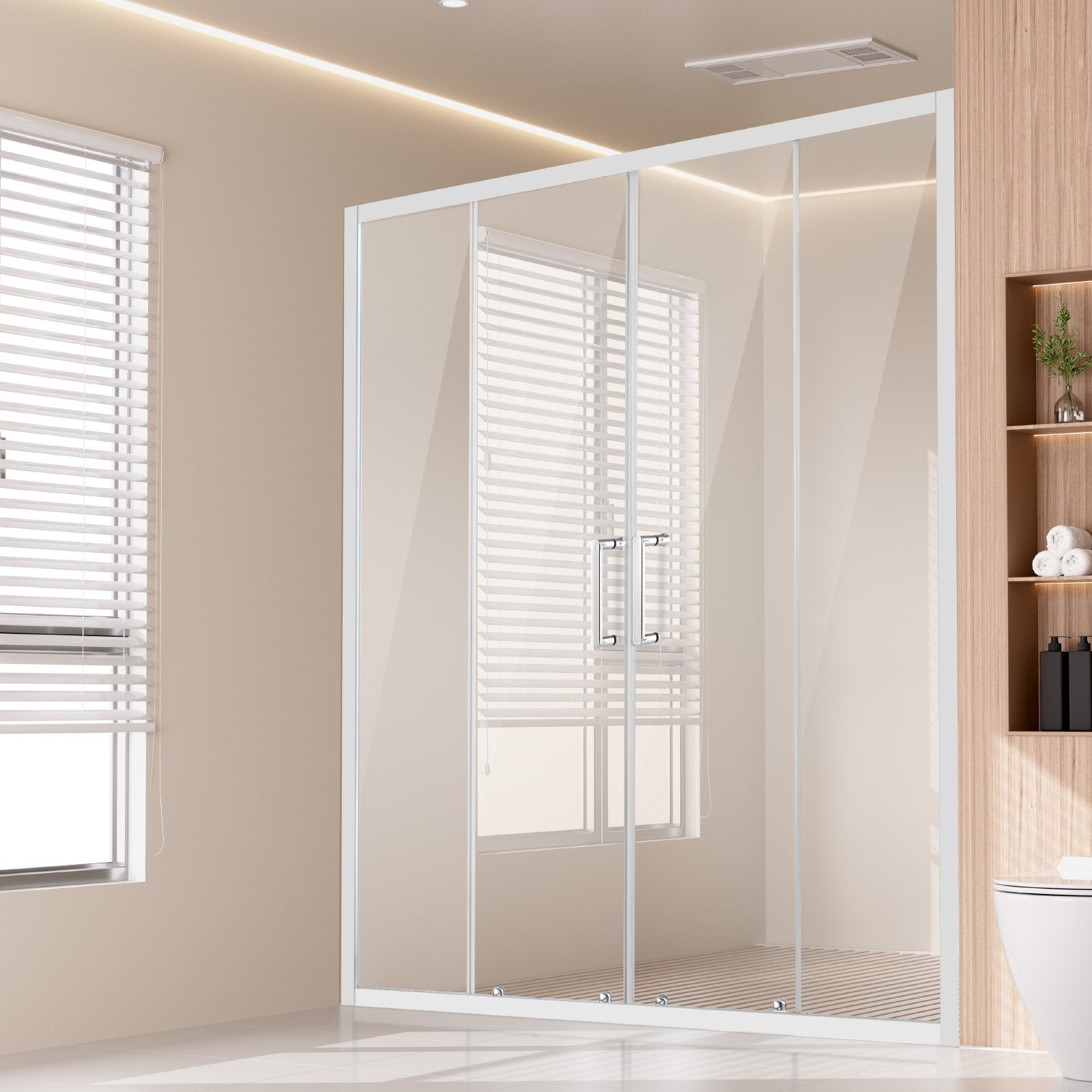 Shower Heads & Screens: VEVOR Semi-frameless Double Sliding Shower Door SGCC Tempered Glass 1/4" Chrome