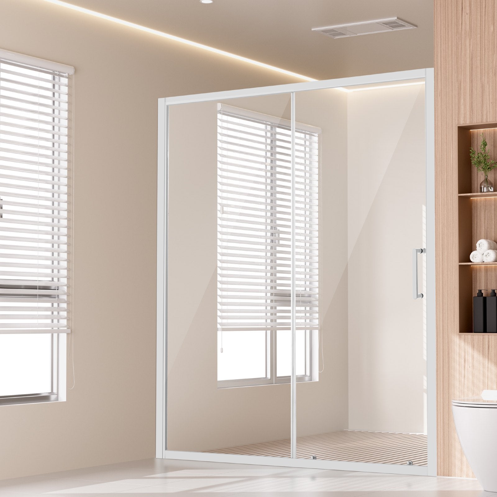 Shower Heads & Screens: VEVOR Semi-frameless Shower Door 57.7-59" x 70" SGCC Tempered Glass 1/4" Chrome