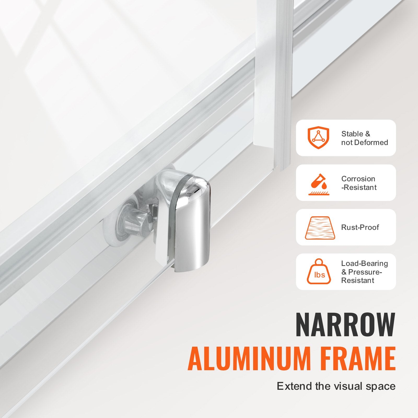 Shower Heads & Screens: VEVOR Semi-frameless Shower Door 57.7-59" x 70" SGCC Tempered Glass 1/4" Chrome