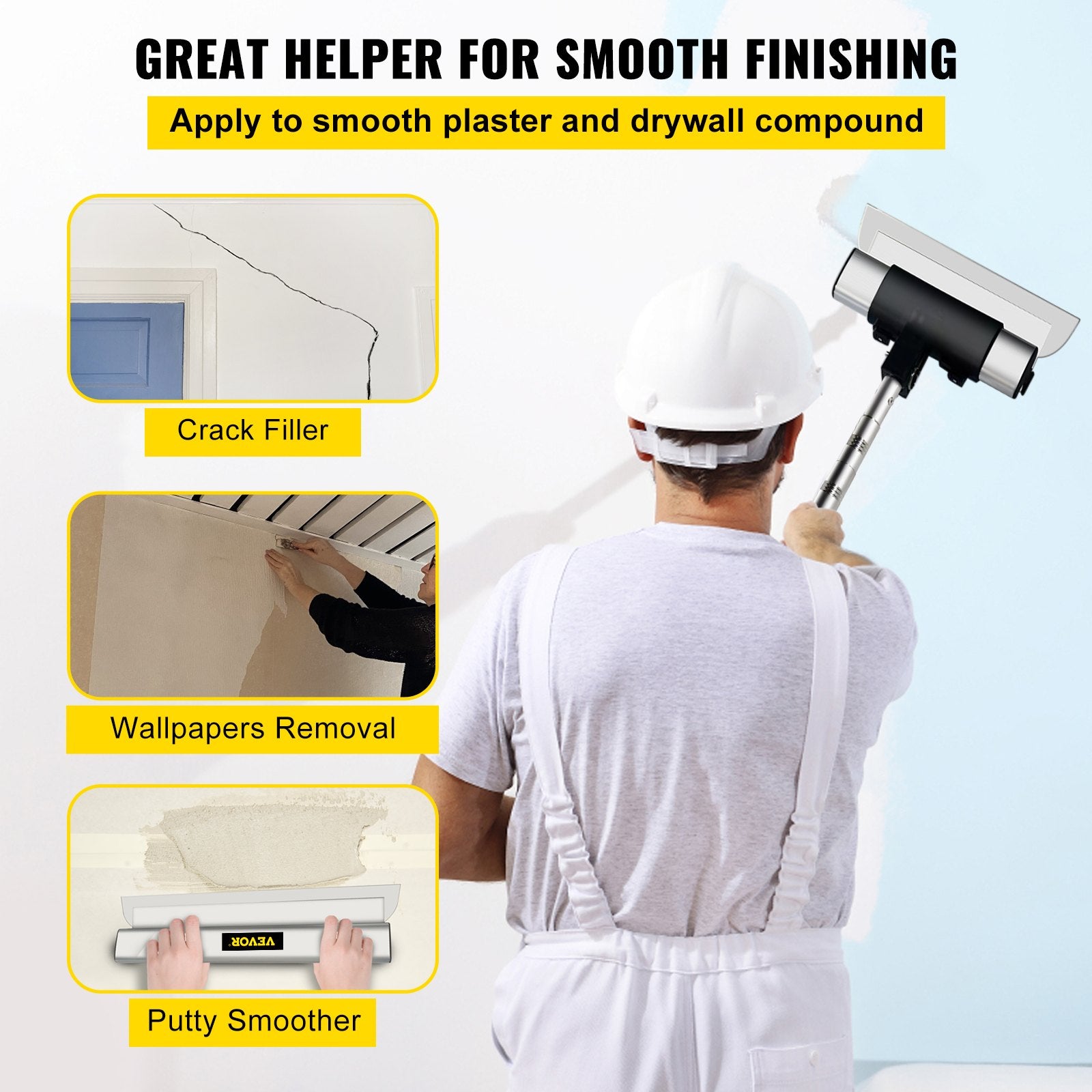Chainsaws: VEVOR Skimming Blade Set,10"+16"+24" Blades + 35"-78" Extension Handle，European Stainless Steel Construction Knife, Aluminum Blade Profile Smoothing Knockdown Spatula for Gyprock/Drywall/Wall-Boa