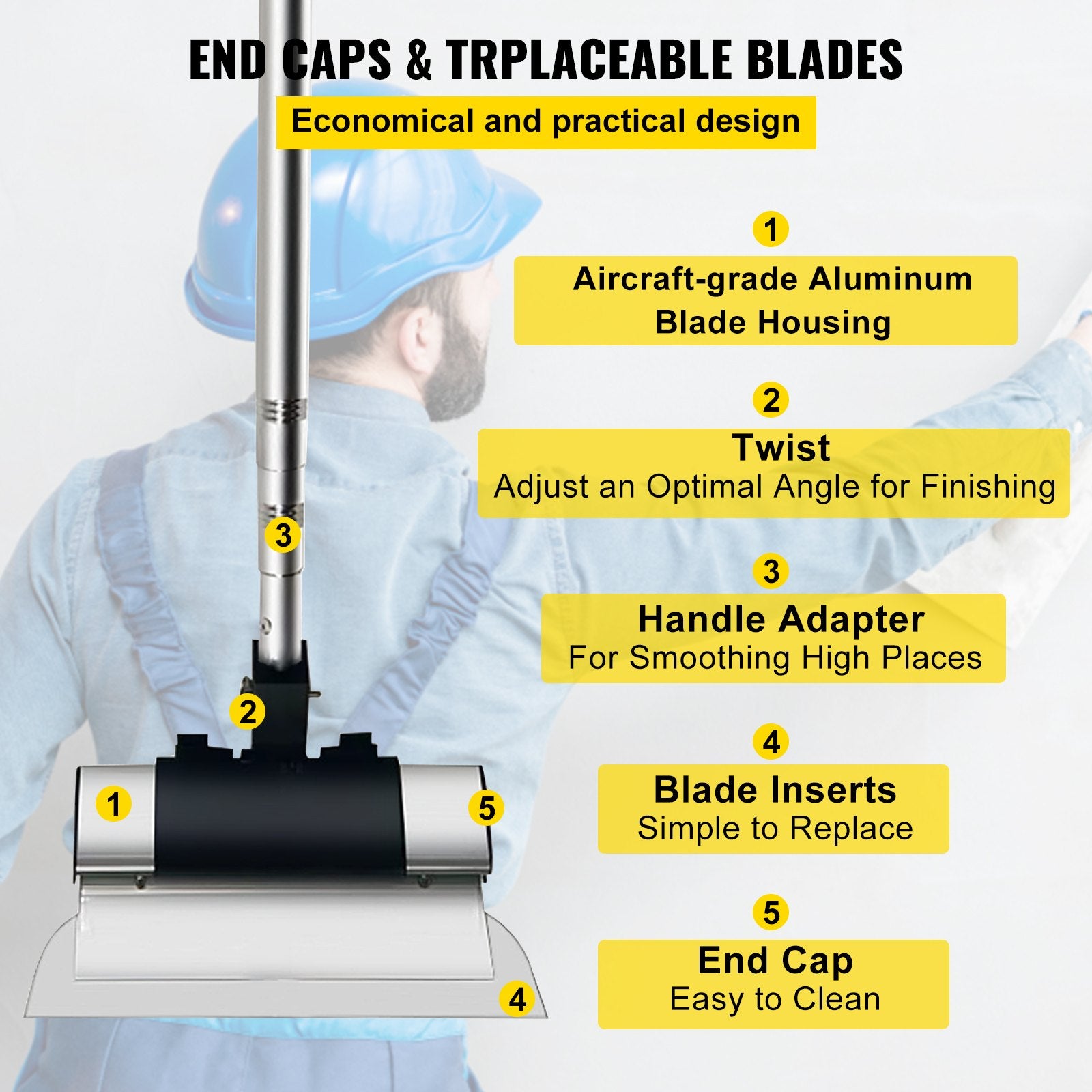 Chainsaws: VEVOR Skimming Blade Set,10"+16"+24" Blades + 35"-78" Extension Handle，European Stainless Steel Construction Knife, Aluminum Blade Profile Smoothing Knockdown Spatula for Gyprock/Drywall/Wall-Boa