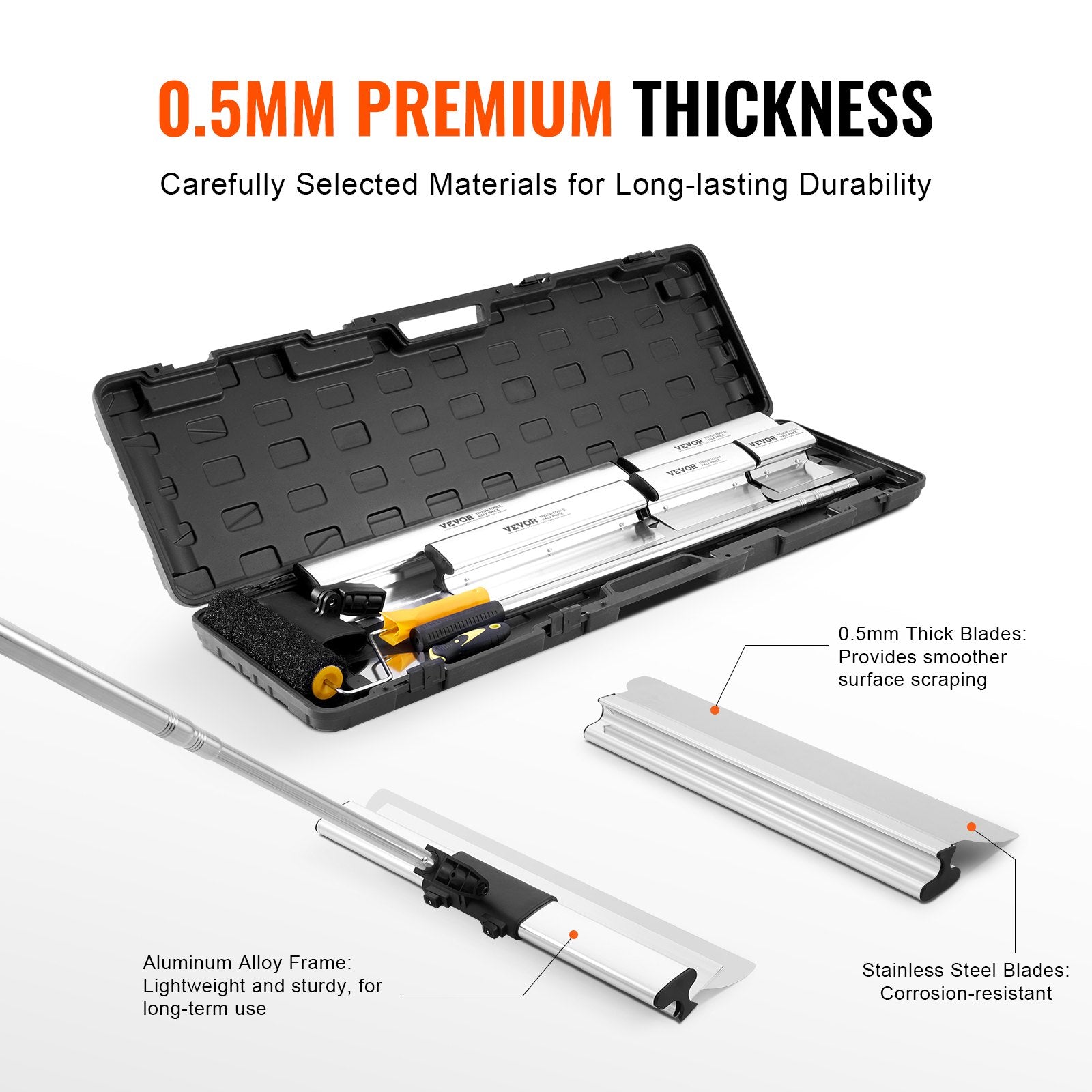 Putty Knives, Scrapers & Chisels: VEVOR Drywall Skimming Blade Set, 7/10/14/16/24 in Skimming Blades + 34 - 81.6 in Extension Handle Pole, Stainless Steel Knife Professional Skim Coat Tools, for Gyprock/WallBoard/Plasterboard