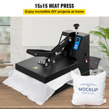Speciality Appliances: VEVOR Heat Press 15X15 Inch Heat Press Machine Industrial Quality Power T Shirt Heat Press Sublimation Machine Clamshell Heat Press Machine for T Shirts