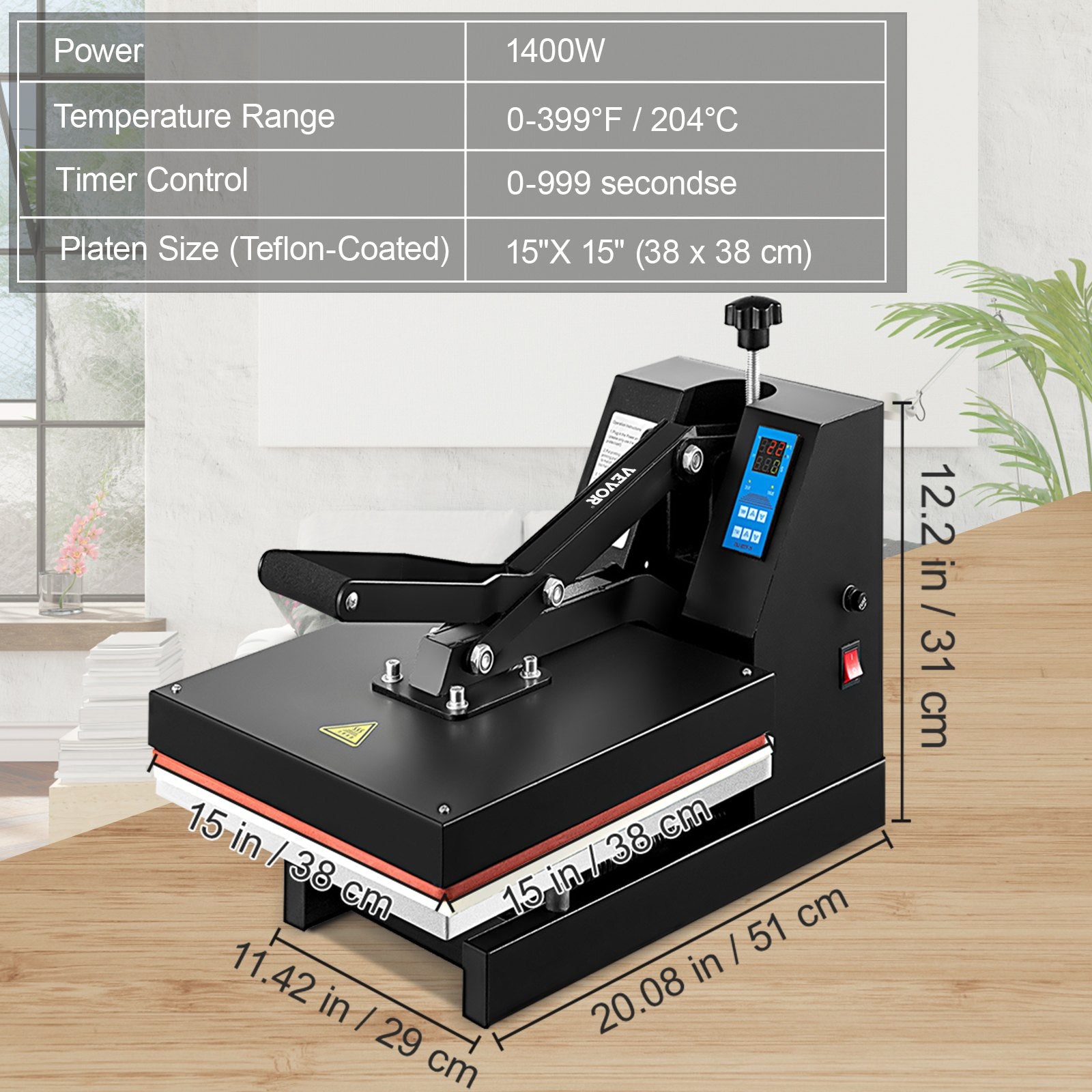 Heat Press 15X15 Inch Heat Press Machine Industrial Quality Power T Shirt Heat Press Sublimation Machine Clamshell Heat Press Machine for T Shirts