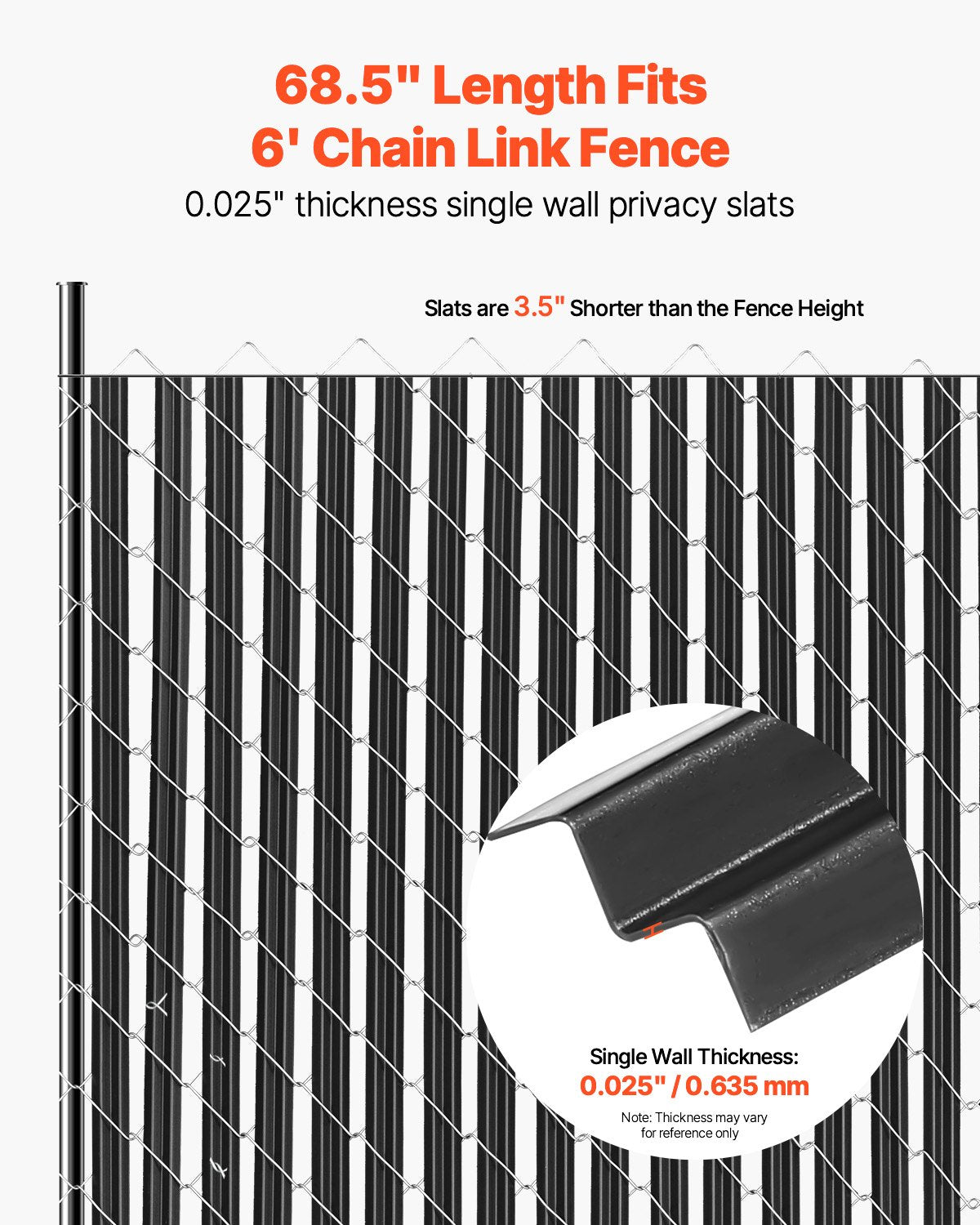Vases & Table Decor: VEVOR Bottom Locking Privacy Slats, Single-Wall Vertical Bottom-Locking Slats for Chain-Link Fence, High-Density HDPE Chain Link Slats Ideally Fit 1.8 m High Fence for Garden Farm Sports Field(Black)