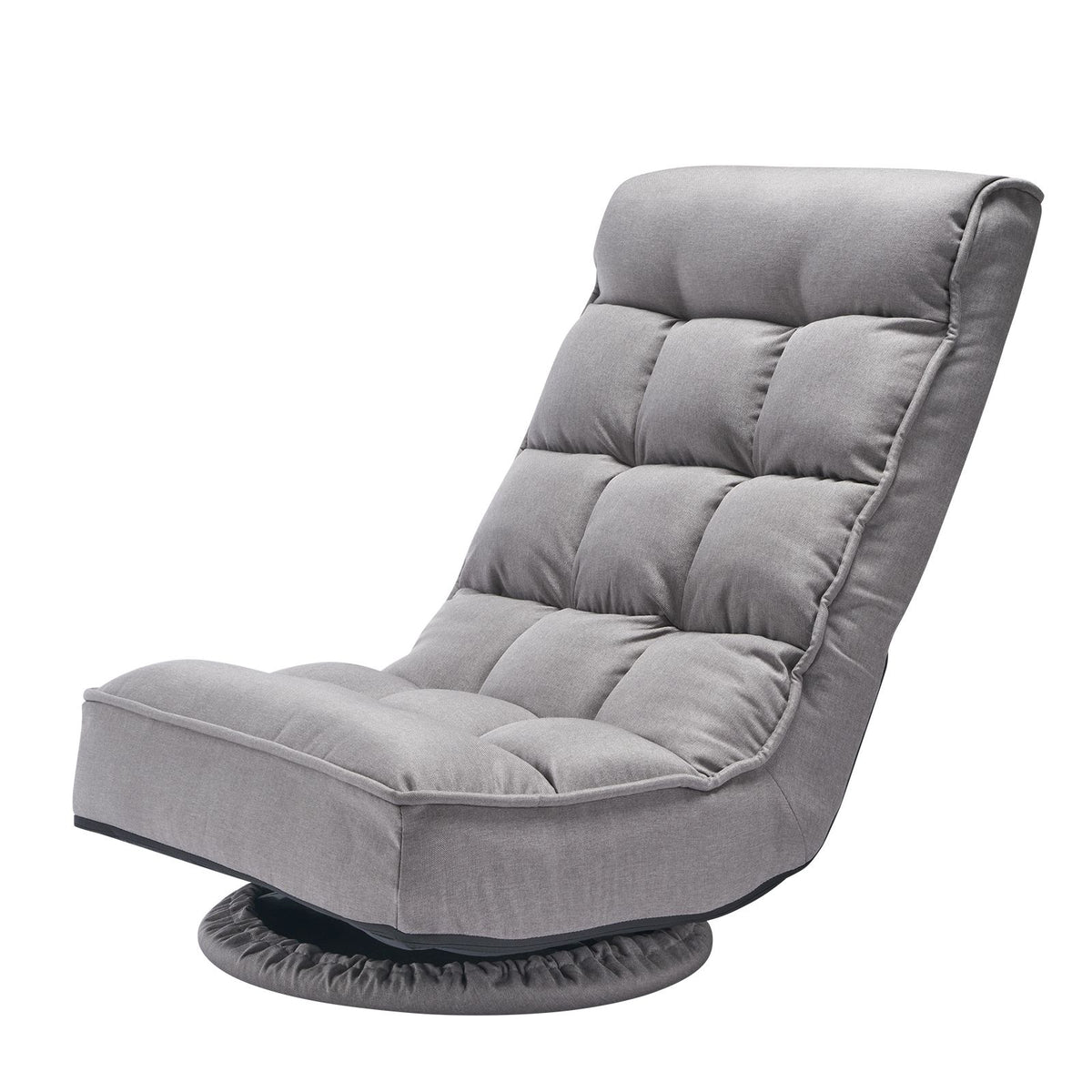 Swivel Floor Gaming Chair, 360-Degree Rotating Floor Chair with 4 Adjustable Position Folding Backrest and Lumbar Support, Folding Video Reclining Sofa for Watching TV Reading Playing Game, Gray