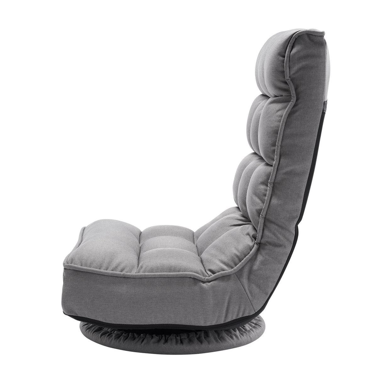 Swivel Floor Gaming Chair, 360-Degree Rotating Floor Chair with 4 Adjustable Position Folding Backrest and Lumbar Support, Folding Video Reclining Sofa for Watching TV Reading Playing Game, Gray