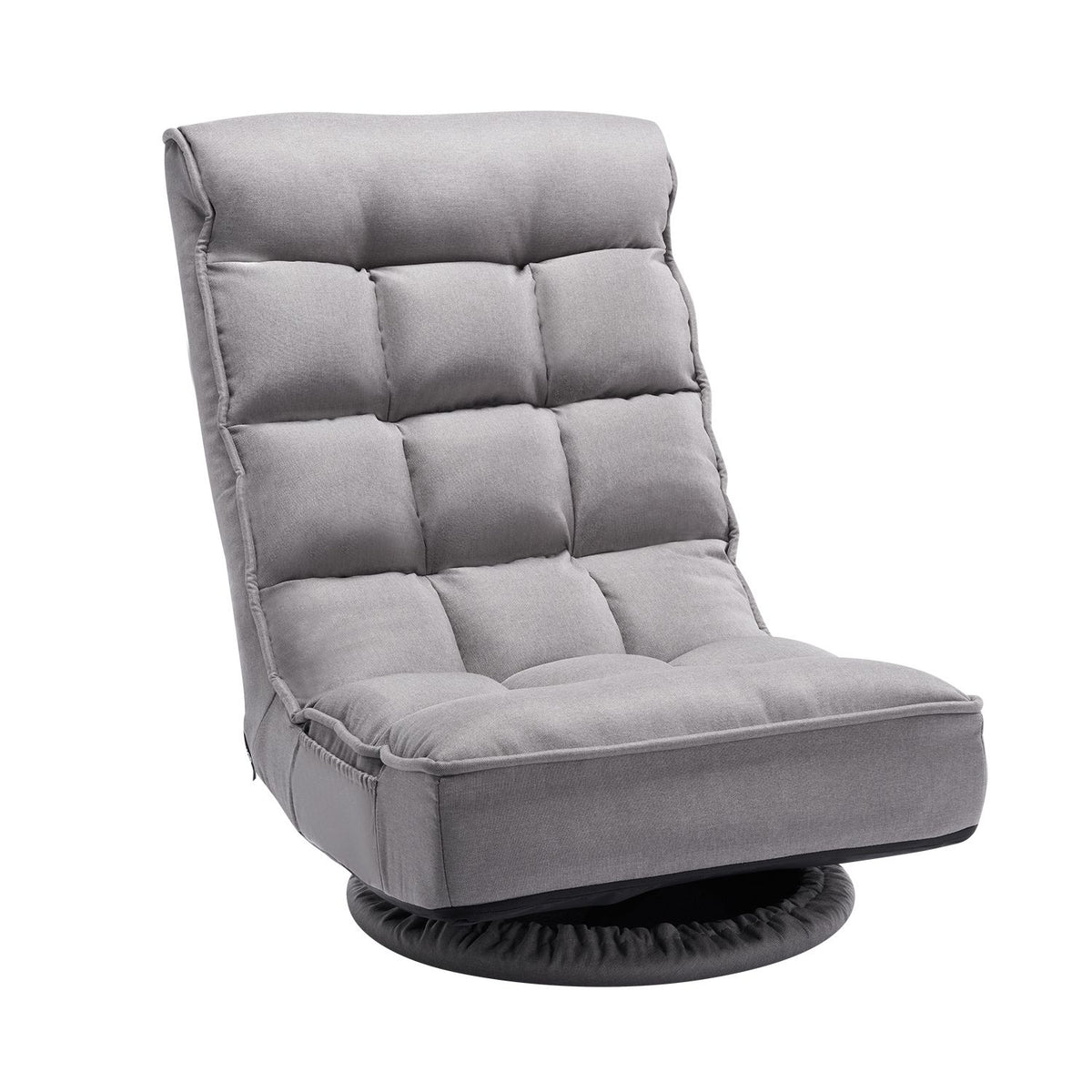 Swivel Floor Gaming Chair, 360-Degree Rotating Floor Chair with 4 Adjustable Position Folding Backrest and Lumbar Support, Folding Video Reclining Sofa for Watching TV Reading Playing Game, Gray