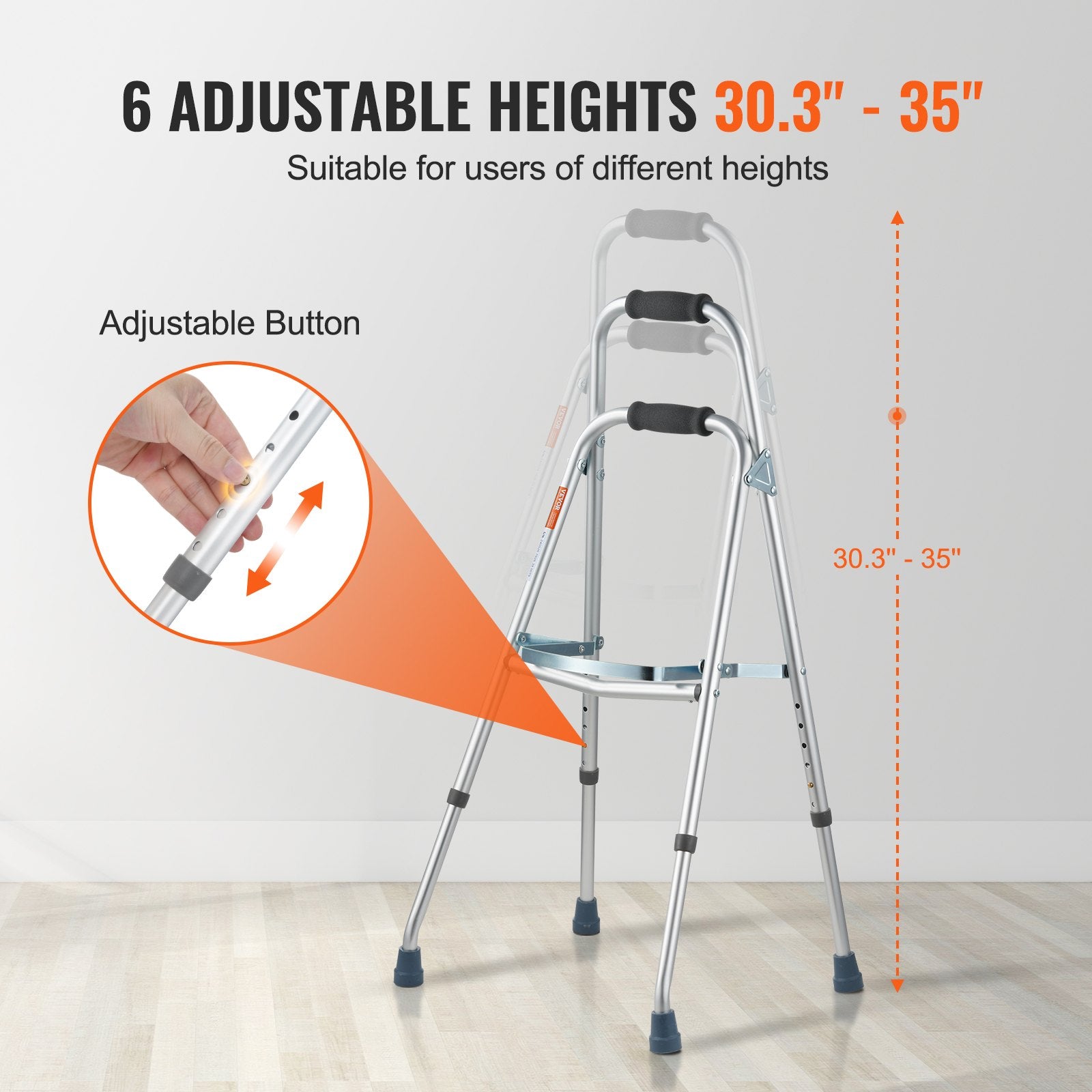 Mobility & Accessibility: VEVOR Folding Hemi Walker One Arm Mobility Walker for Senior & Adjustable Height