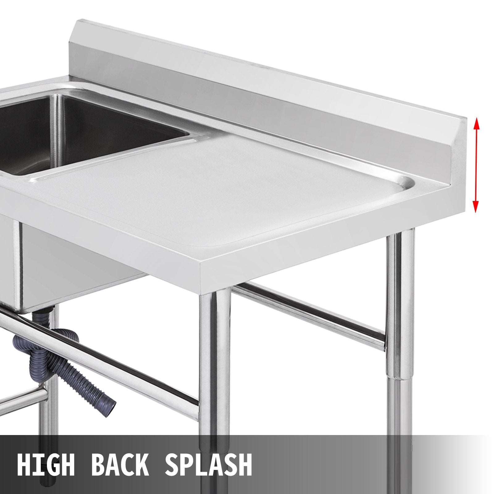 Kitchen & Bathroom DIY: VEVOR Handmade Sink Non-magnetic Stainless Steel Kitchen Sink Hand Made 1 Compartment 40.6 x 39.4 x 25.4 cm Capacity Huge Tub Sink with Right Hand Platform for Farmhouse Cafe Shop Hospital