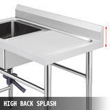 Kitchen & Bathroom DIY: VEVOR Handmade Sink Non-magnetic Stainless Steel Kitchen Sink Hand Made 1 Compartment 40.6 x 39.4 x 25.4 cm Capacity Huge Tub Sink with Right Hand Platform for Farmhouse Cafe Shop Hospital