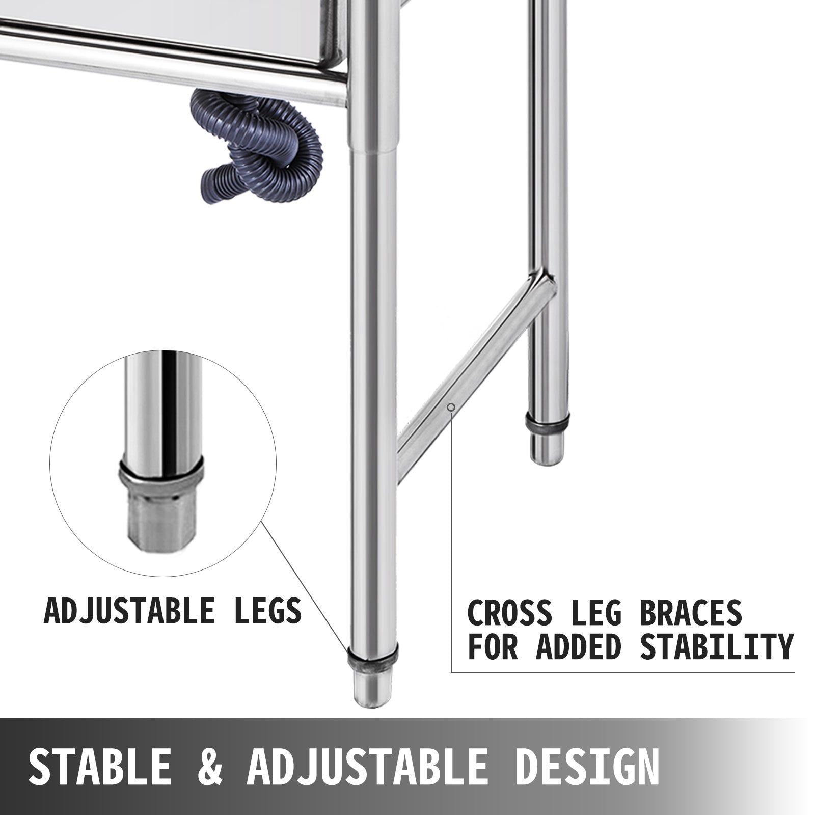 Kitchen & Bathroom DIY: VEVOR Handmade Sink Non-magnetic Stainless Steel Kitchen Sink Hand Made 1 Compartment 40.6 x 39.4 x 25.4 cm Capacity Huge Tub Sink with Right Hand Platform for Farmhouse Cafe Shop Hospital