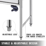 Kitchen & Bathroom DIY: VEVOR Handmade Sink Non-magnetic Stainless Steel Kitchen Sink Hand Made 1 Compartment 40.6 x 39.4 x 25.4 cm Capacity Huge Tub Sink with Right Hand Platform for Farmhouse Cafe Shop Hospital