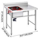 Kitchen & Bathroom DIY: VEVOR Handmade Sink Non-magnetic Stainless Steel Kitchen Sink Hand Made 1 Compartment 40.6 x 39.4 x 25.4 cm Capacity Huge Tub Sink with Right Hand Platform for Farmhouse Cafe Shop Hospital