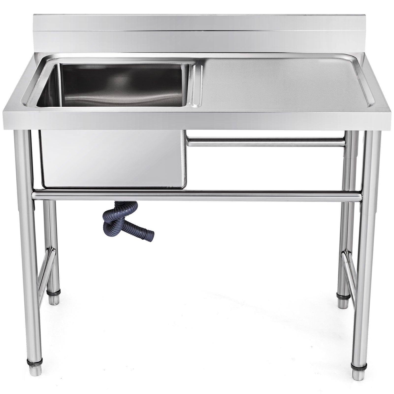 Kitchen & Bathroom DIY: VEVOR Handmade Sink Non-magnetic Stainless Steel Kitchen Sink Hand Made 1 Compartment 40.6 x 39.4 x 25.4 cm Capacity Huge Tub Sink with Right Hand Platform for Farmhouse Cafe Shop Hospital