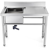 Kitchen & Bathroom DIY: VEVOR Handmade Sink Non-magnetic Stainless Steel Kitchen Sink Hand Made 1 Compartment 40.6 x 39.4 x 25.4 cm Capacity Huge Tub Sink with Right Hand Platform for Farmhouse Cafe Shop Hospital
