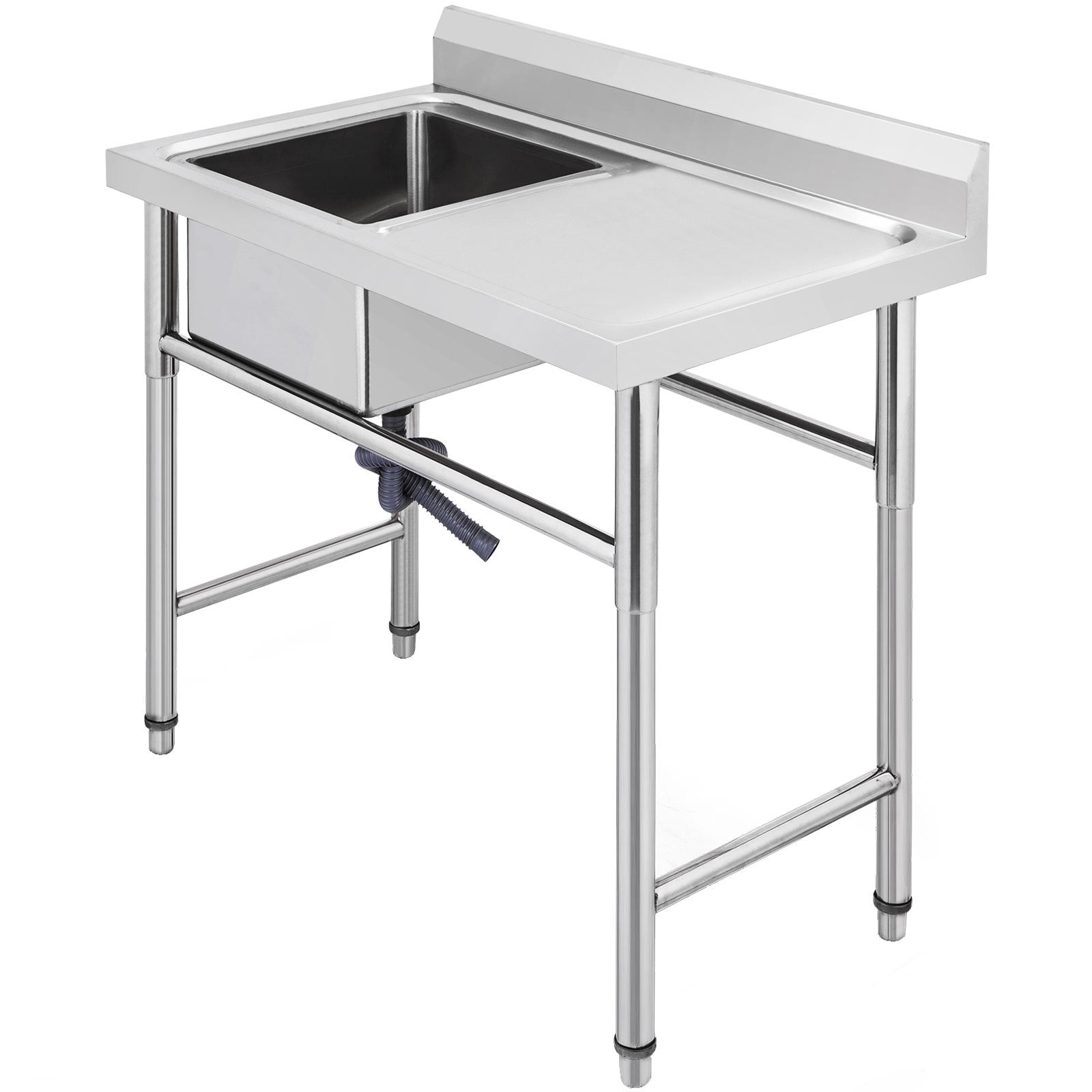Kitchen & Bathroom DIY: VEVOR Handmade Sink Non-magnetic Stainless Steel Kitchen Sink Hand Made 1 Compartment 40.6 x 39.4 x 25.4 cm Capacity Huge Tub Sink with Right Hand Platform for Farmhouse Cafe Shop Hospital
